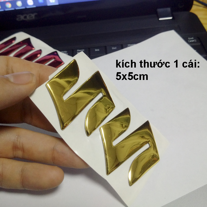 Bộ 2 tem Logo SUZUKI 3D nổi dán xe
