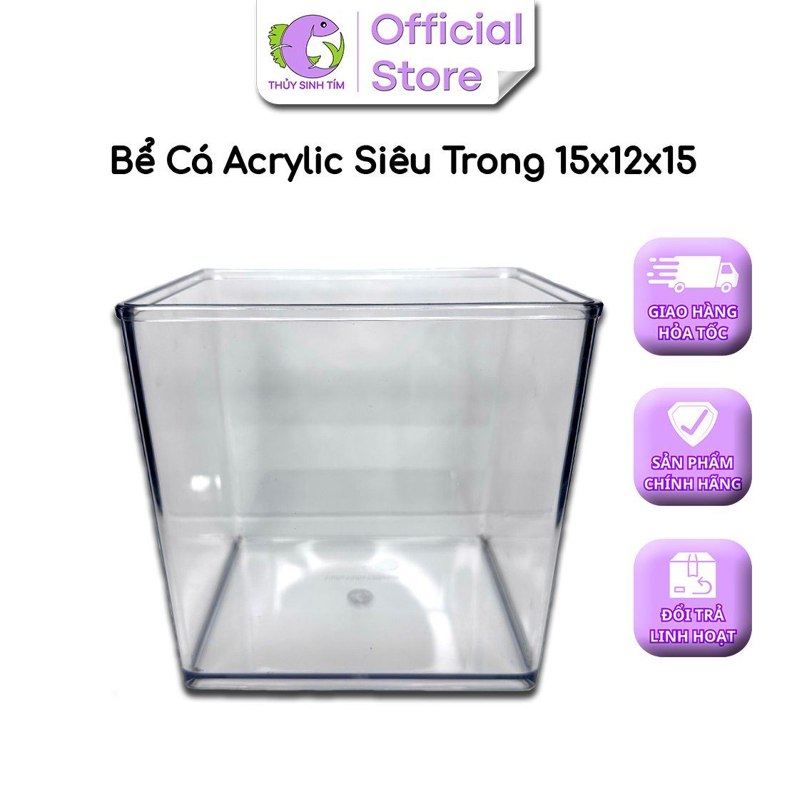 Bể Acrylic Siêu Trong 15x12x15 (Bể Cá Cảnh, Bể Thủy Sinh Mini Để Bàn)