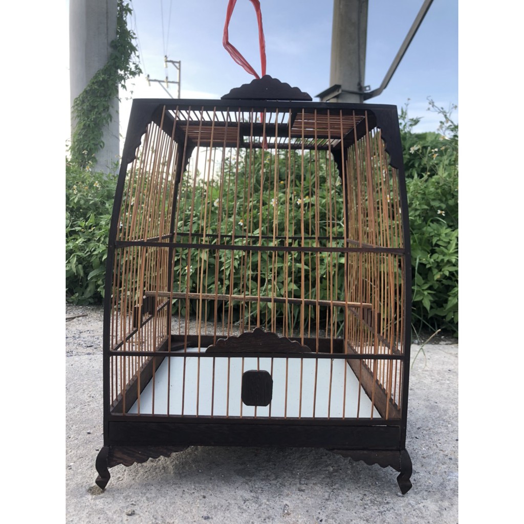 Khung lồng chim chào mào gỗ mun đuôi công chân quỳ lá đề vân đẹp chắc chắn giá rẻ Phụ Kiện Kabosa