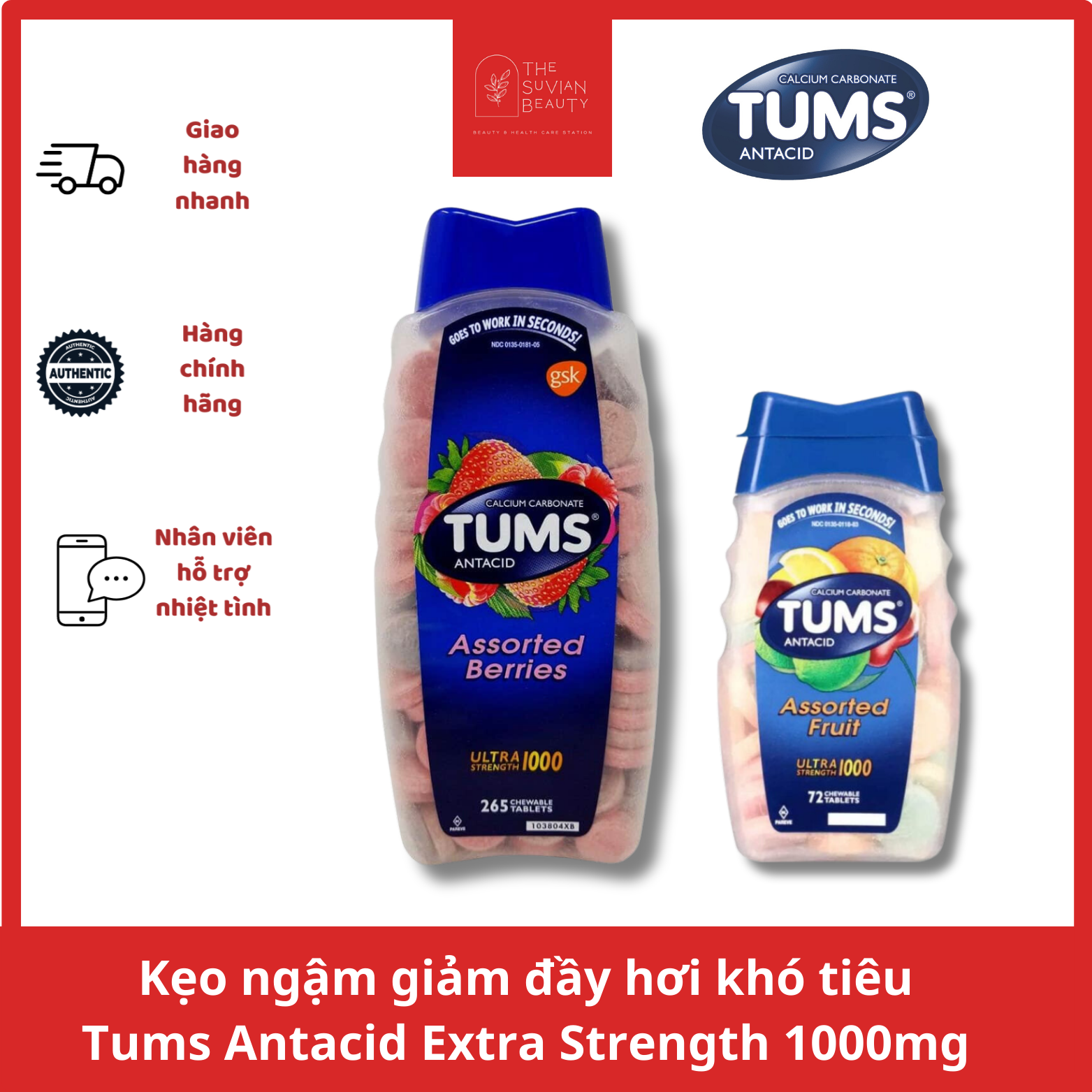 Tums Anicid Extra Strength 1000mg Dehydrated Gummies