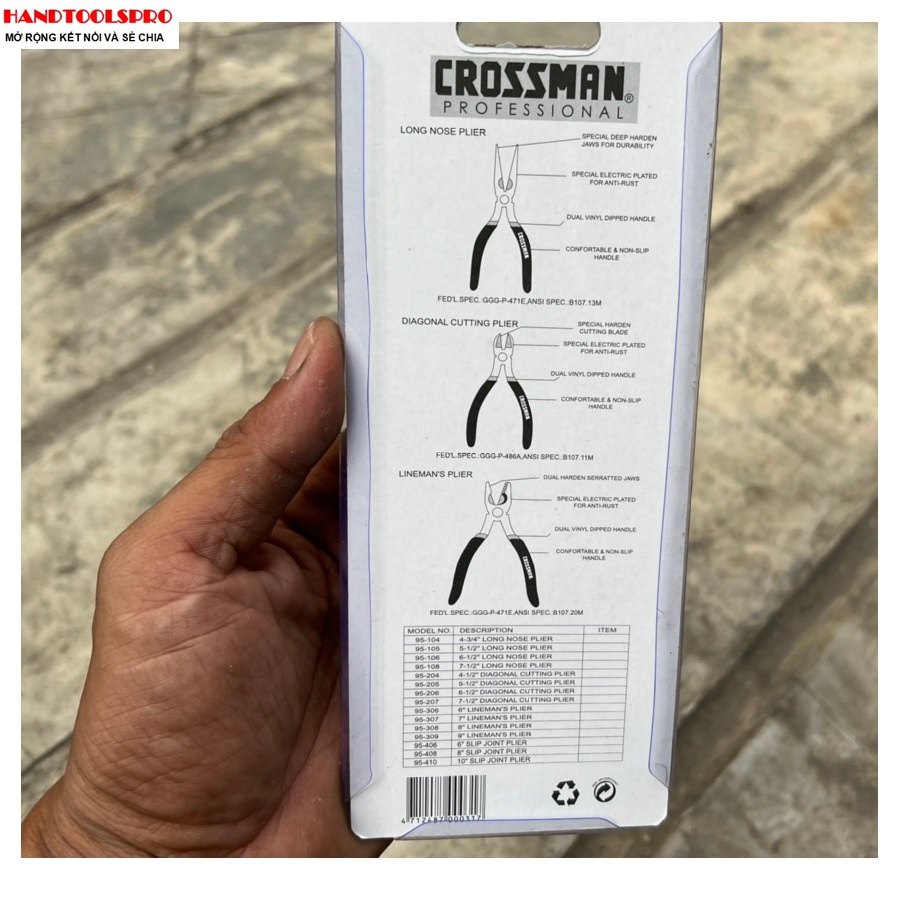 [Mã LIFE30K giảm 15% đơn 150K] Kìm nhọn đen 4-1/2 inch Crossman 95-104