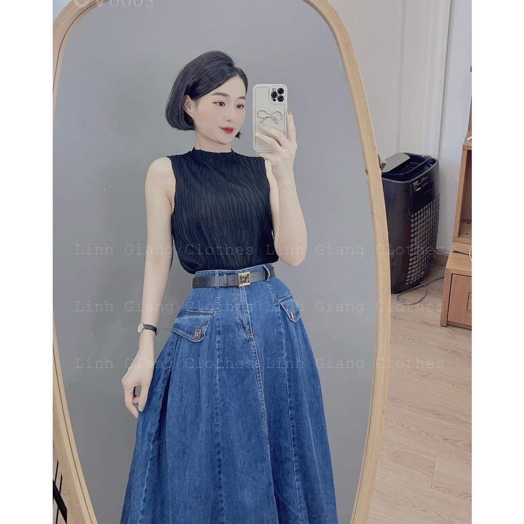 Chân váy jean dài phối với áo gì đẹp đón xu hướng 2021 | Diuhien