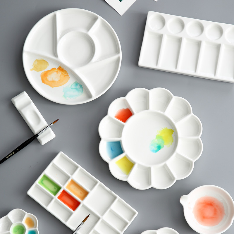 khay pha màu bằng sứ - palette sứ pha màu