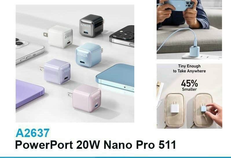 Cốc sạc sạc nhanh anker 521 nano pro 40w - 2 cổng a2038 - iq3.0/anker 511 charger nano pro 20w a2637/a2447/cáp a8262/cáp a8263