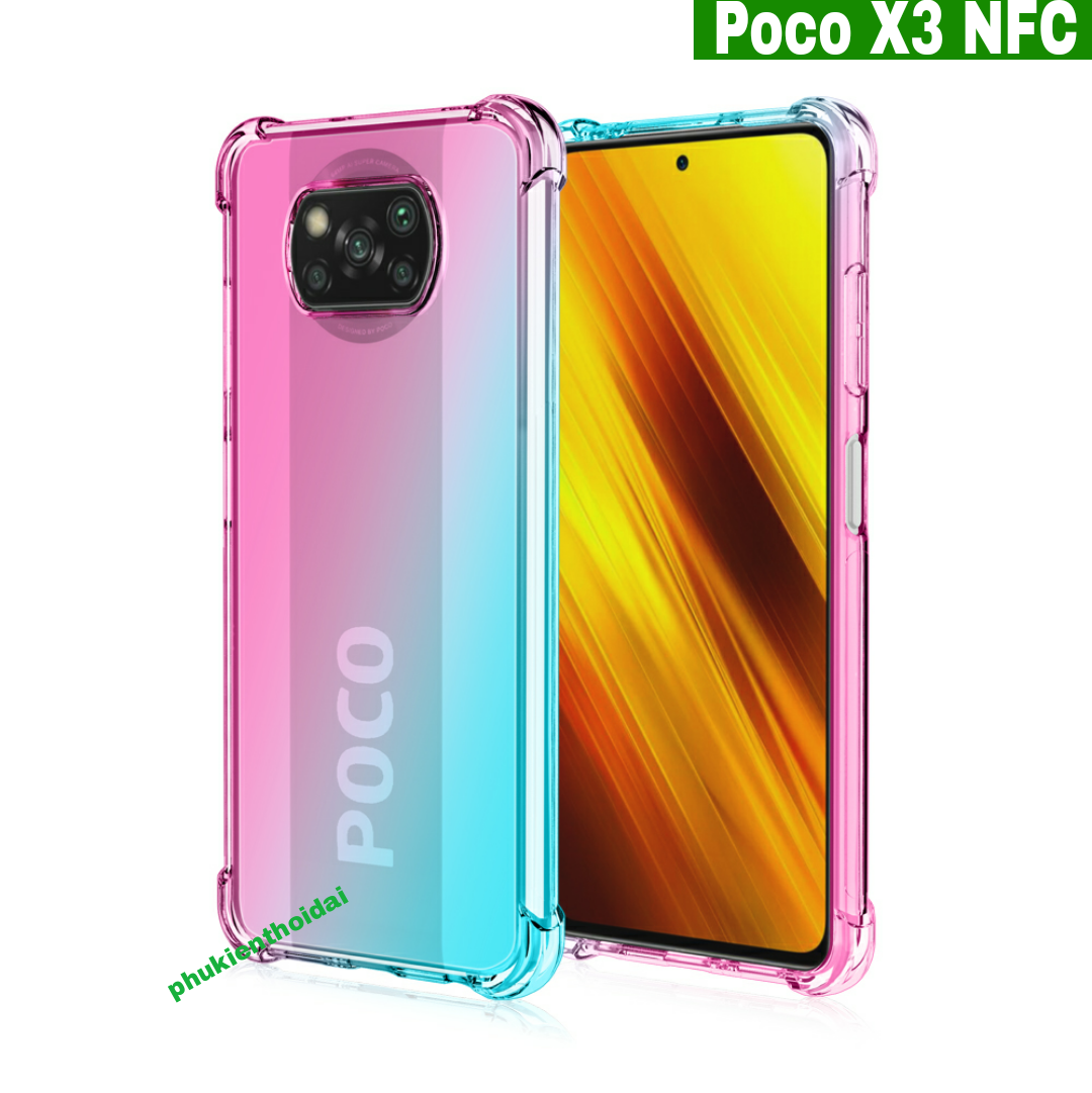 Ốp lưng Poco X3 NFC / Poco X3 Pro dùng chung dẻo TPU đa sắc lồi 4 góc