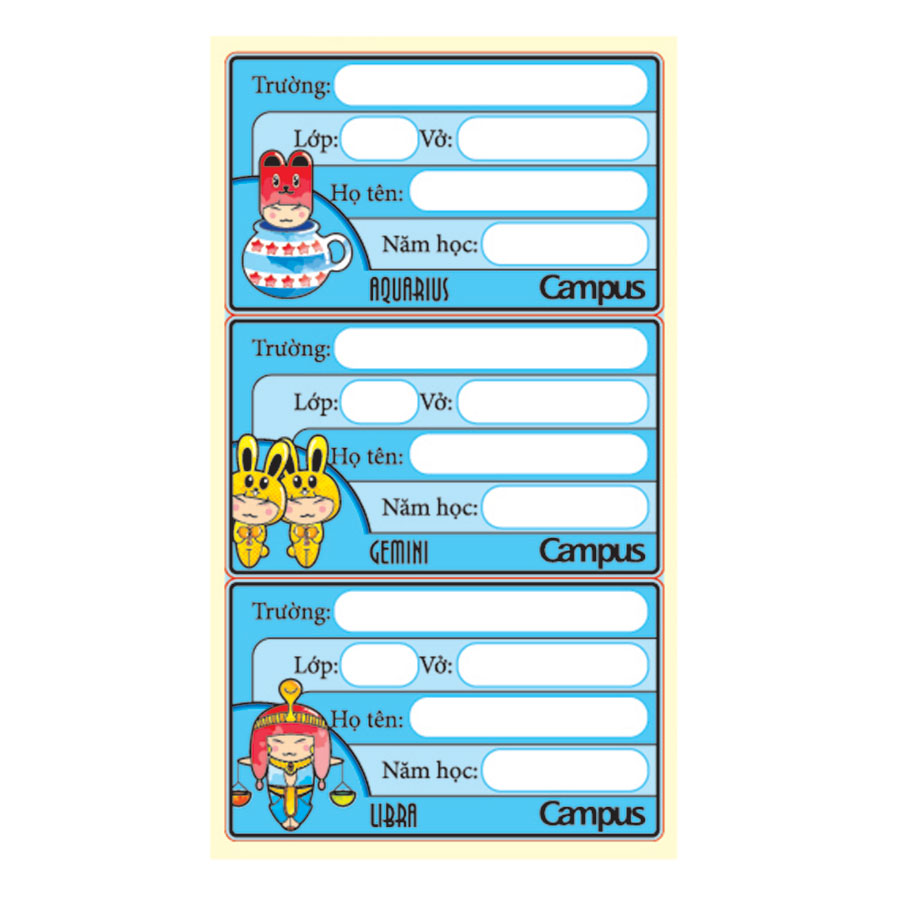 Combo 2 tập Nhãn Vở Campus Zodiac NT-ZOD24