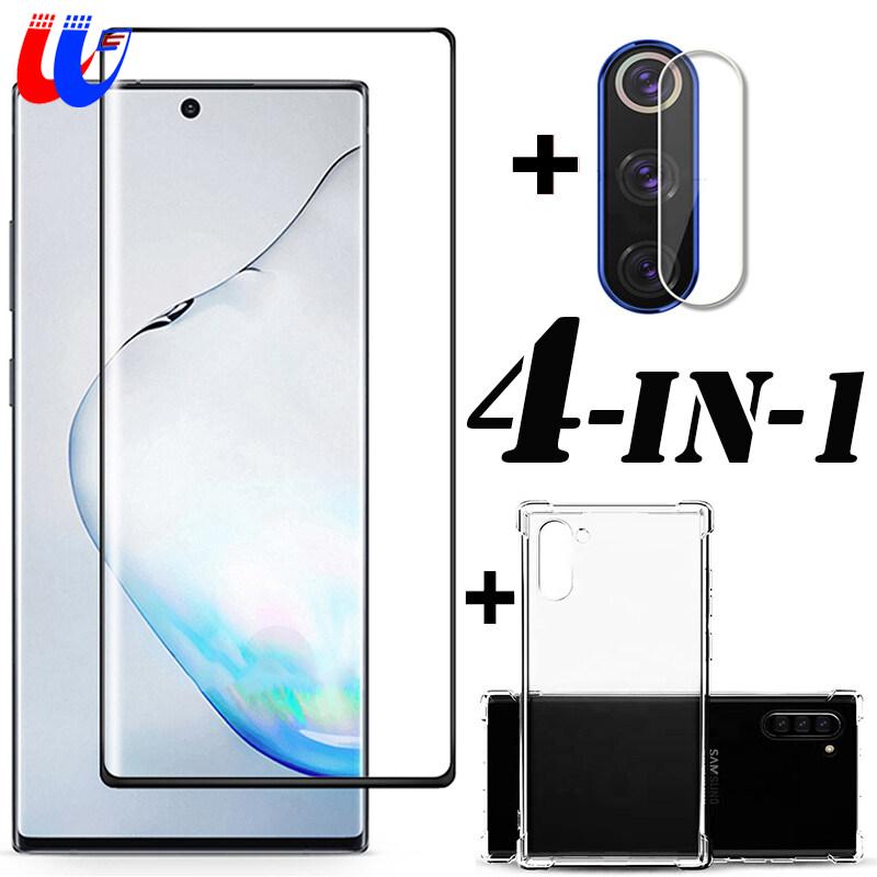 3in1 clear Airbag phone case + 3D Curved full cover tempered glass for Samsung Note 8 9 10 Plus S8 S9 S10 plus S10e shell cover