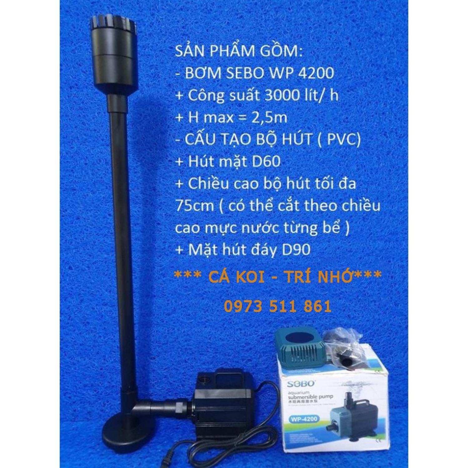Bơm sebo Wp 4200 + bộ hút mặt hút đáy cho bể cá