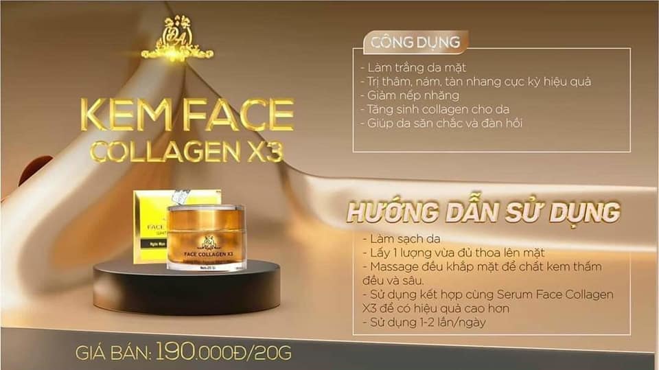Combo kem face và serum collagen x3