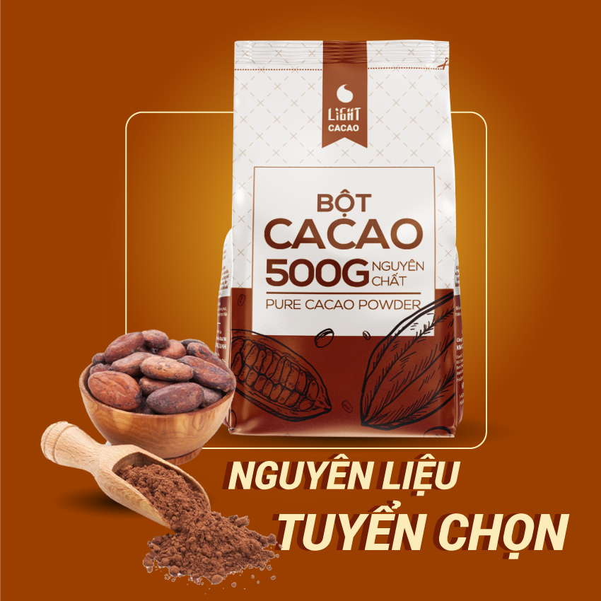 [HCM]Cacao nguyên chất 100% - Bột cacao - Light Ca cao - 500gr