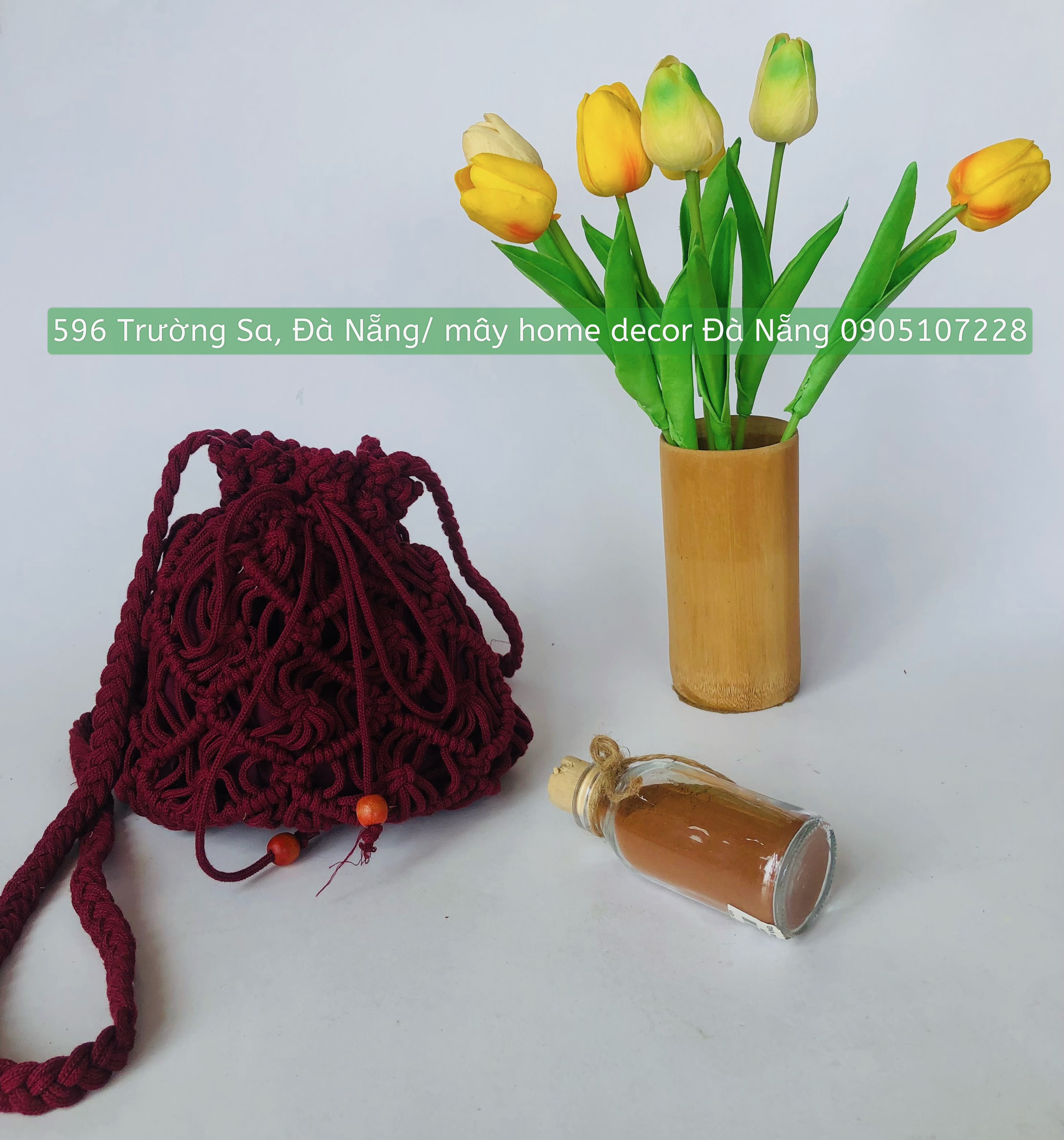 Túi đeo chéo Macrame thiết kế Hoa Hồng - Rose Macrame Cross bag