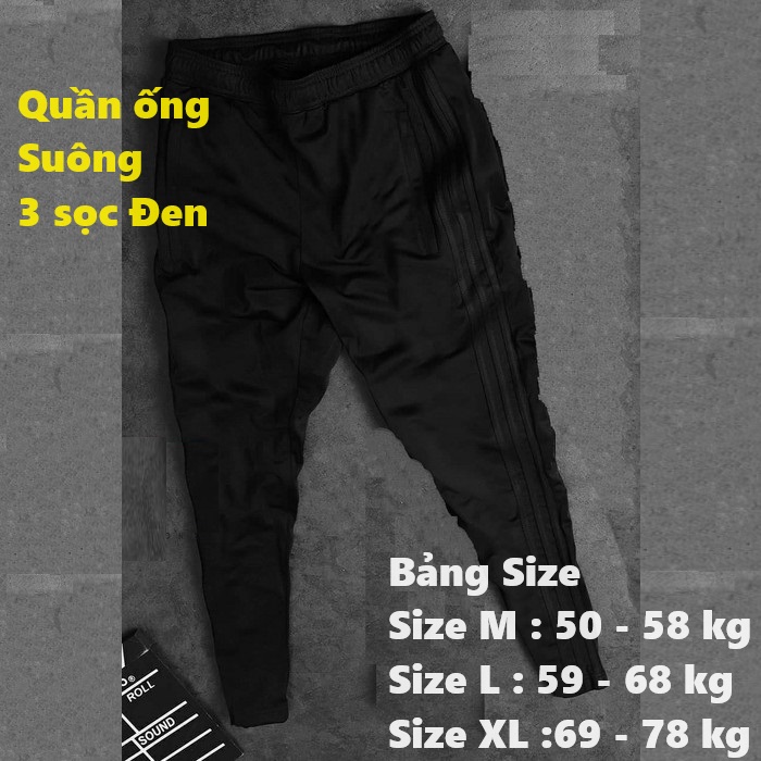 SALE - Q30 - Quần Jogger thể thao Nam Nữ bo gấu [ Suông 3 sọc Đen ] dầy dặn thời trang phong cách năng động dễ phối đồ ( CHẤT UMI SIÊU ĐẸP )