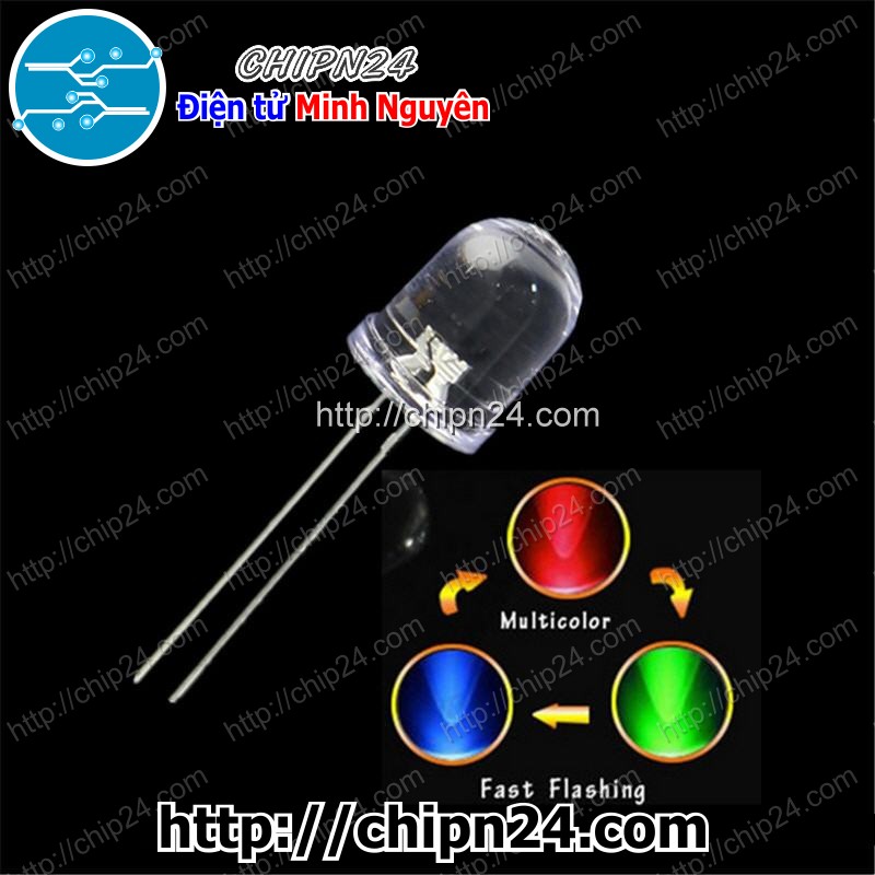 Led 10mm trong 7 màu rgb 2 chân
