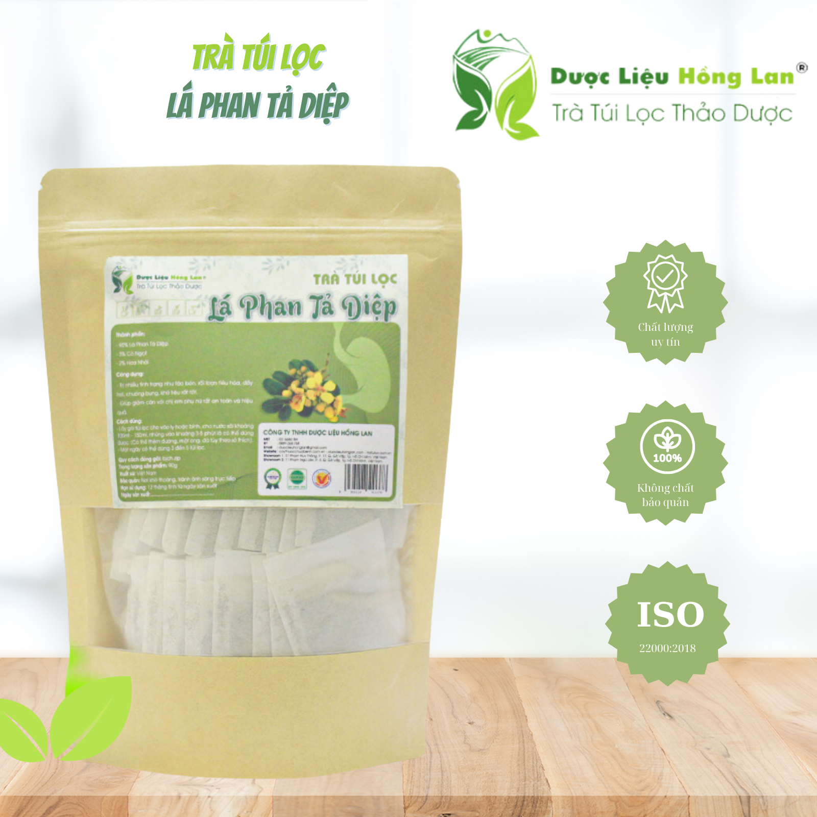 Combo 5 bịch zip trà Túi Lọc Lá Phan Tả Diệp 450g