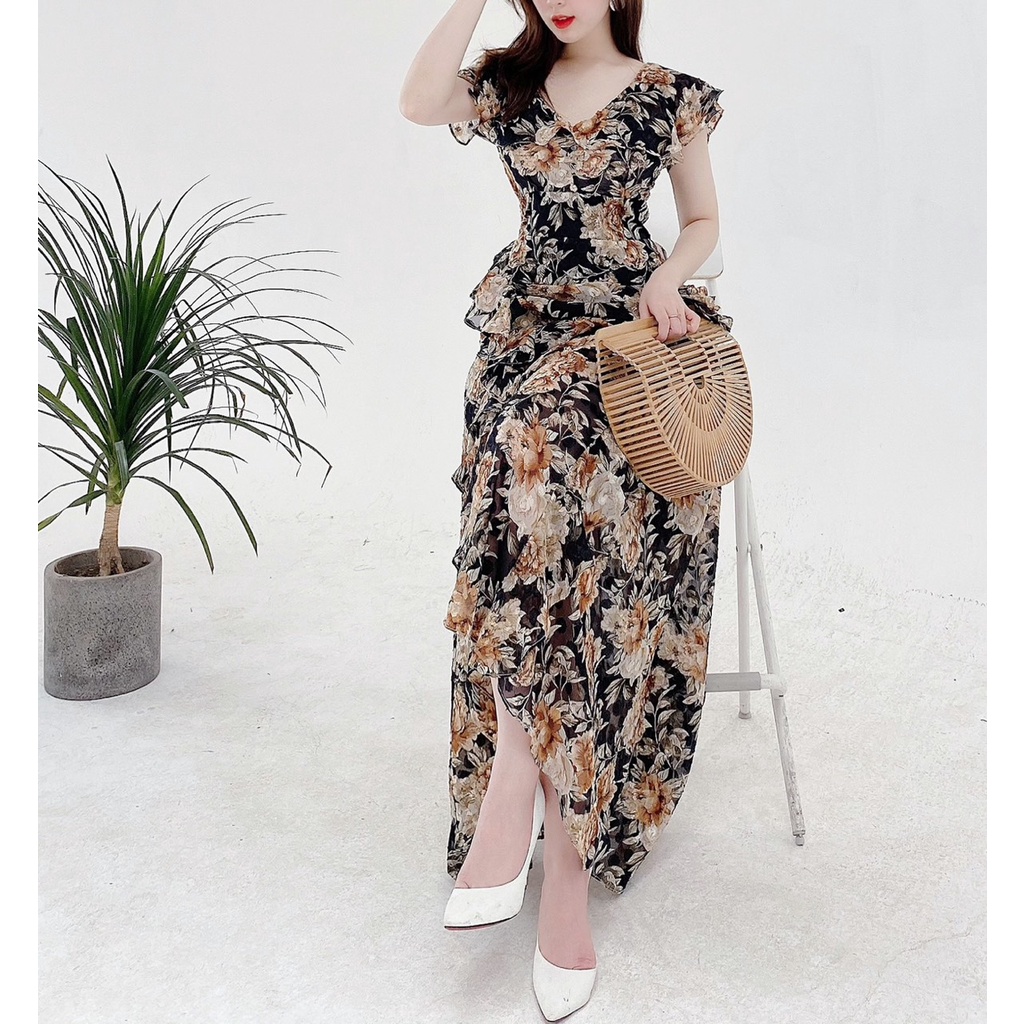 Đầm maxi hoa Cati sang chảnh để dự tiệc A2031