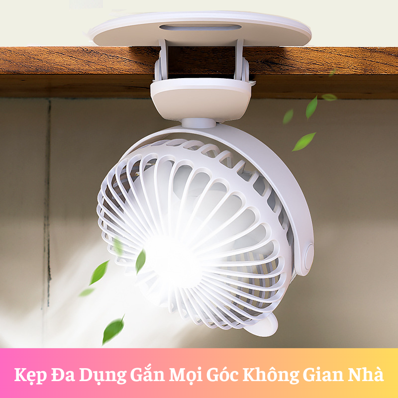 Quạt Kẹp Xe Đẩy Mini Cho Bé ,Quạt Kẹp Tích Điện Kết Hợp Đứng Tiện Lợi Xoay 720° Gọn Nhẹ Pin Trâu An Toàn Cho Bé