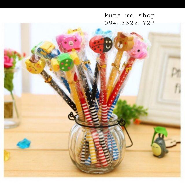 Bút chì đầu gôm hình thú - 1 set 5 cây