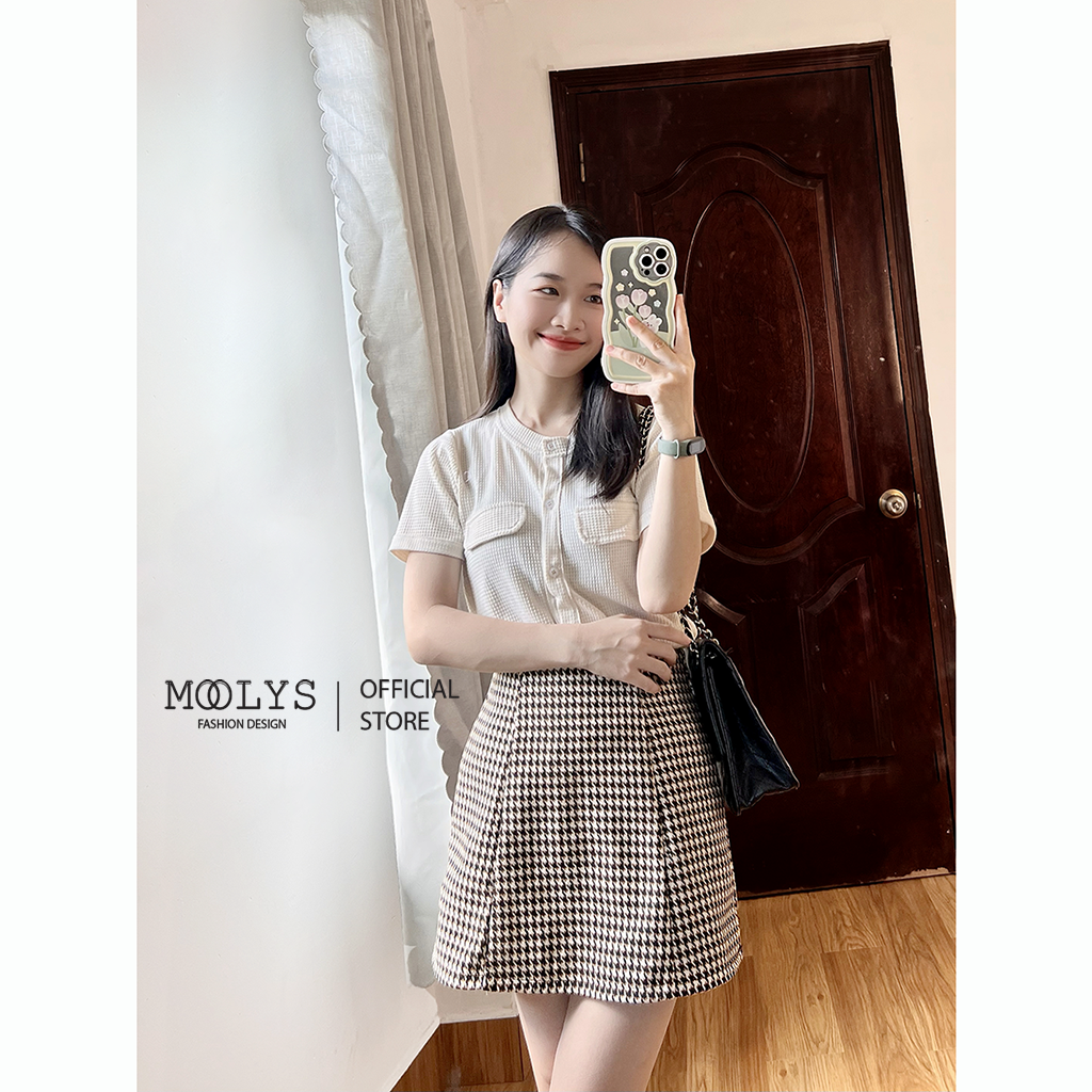 Chân váy chữ A dạ tweed MOOLYS basic MK002