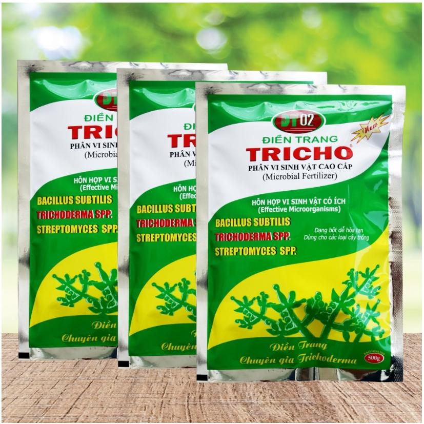 Combo 3 gói phân vi sinh vật Trichoderma 500g, nấm Trichoderma, men ủ, phòng ngừa hiệu quả bệnh vàng lá, thối rễ, phân giải lân khó tiêu.