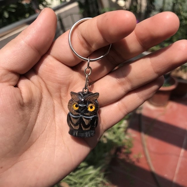 Combo 3 móc khóa Con Cú mèo mini bằng sừng - OTH017