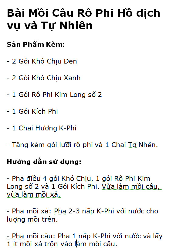 Bài Mồi Câu Rô Phi Hồ Dịch Vụ