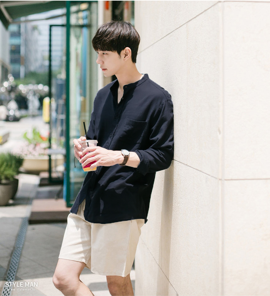 Áo Sơ mi Cổ trụ Style Hàn Quốc Unisex
