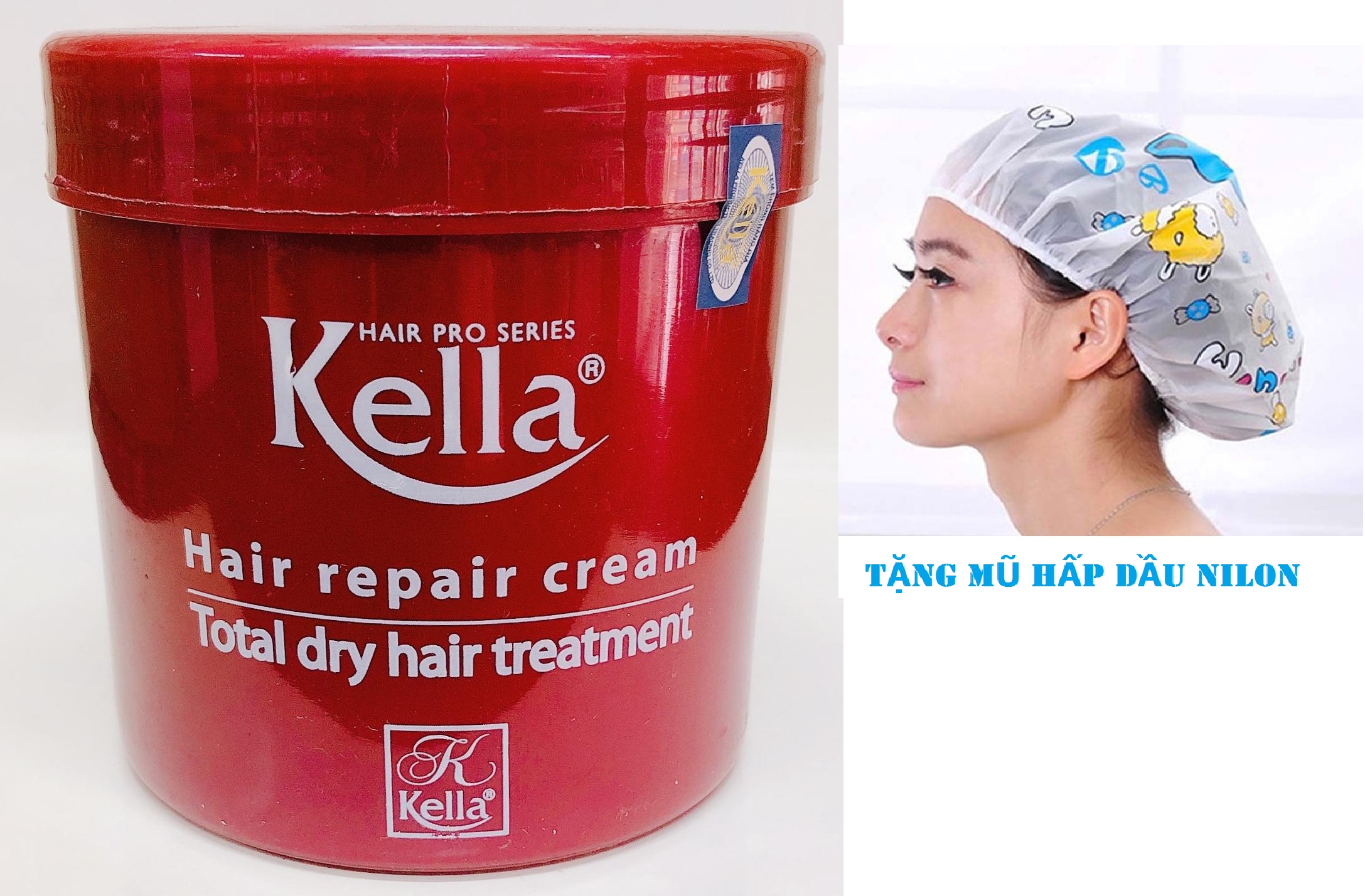 [Tặng mũ trùm tóc] Hấp dầu ủ tóc suôn mềm bóng tóc Kella đỏ 500ml