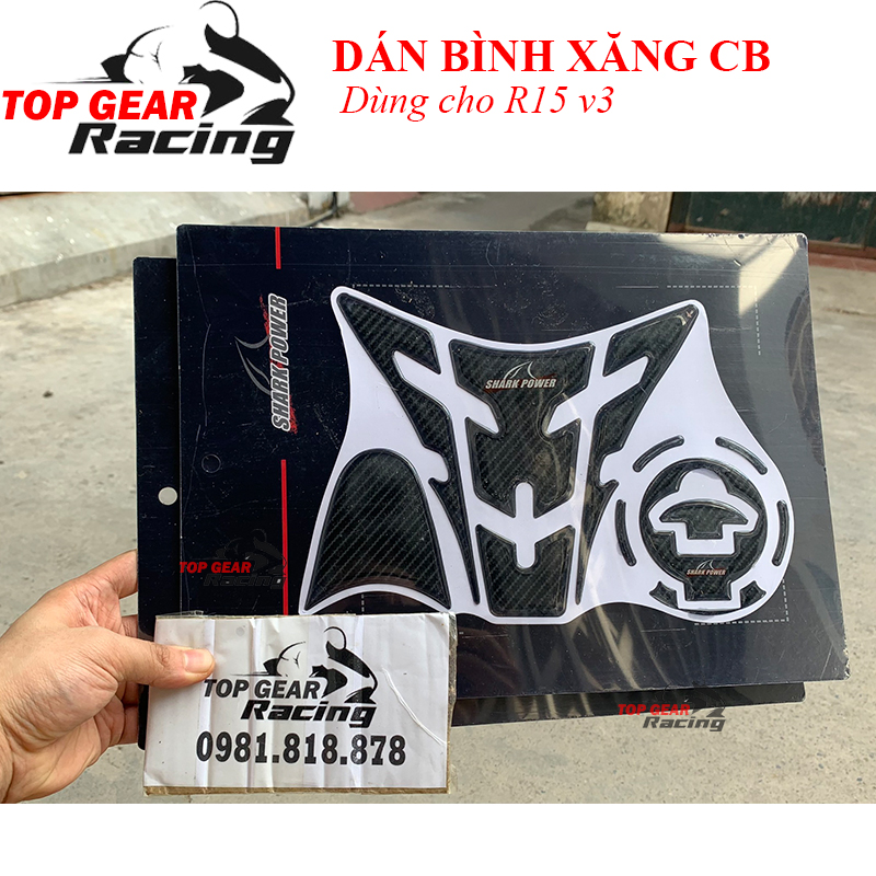 Tem Dán Bình Xăng R15 v3 Tem Dán Decal Carbon Shark Power 
