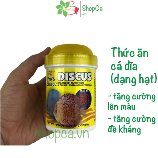Thức ăn cho cá ĐĨA DISCUS cá dĩa Pro'S Choice dạng HẠT lọ VÀNG 60 Gram