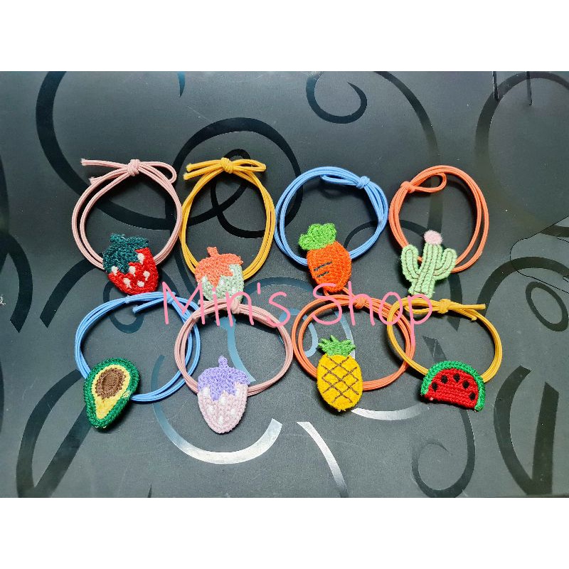 Set 5 dây buộc tóc len trái cây