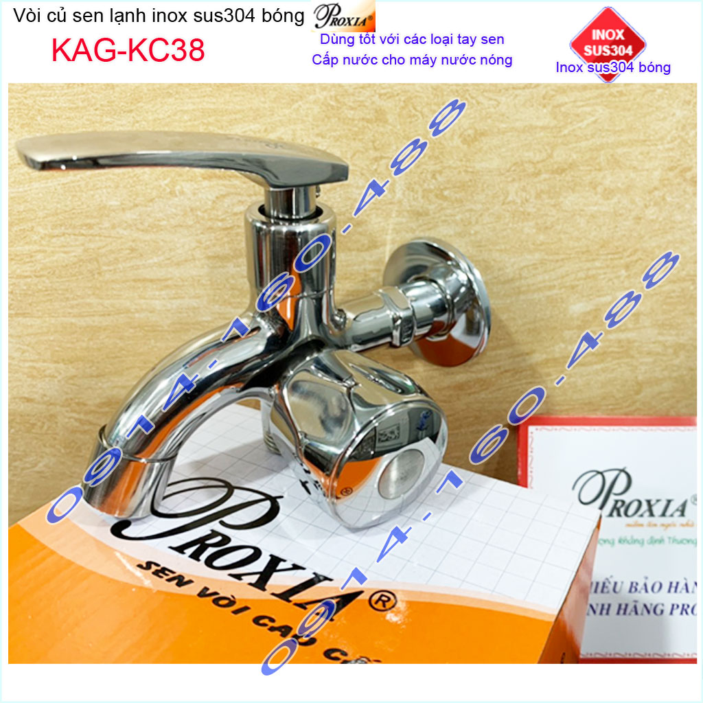 Vòi sen tắm Inox 304 KAG-KC38, Củ sen tắm lạnh Proxia cao cấp Inox 304 bóng