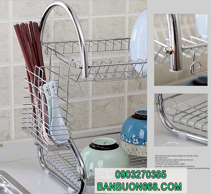 KỆ ÚP BÁT 2 TẦNG INOX