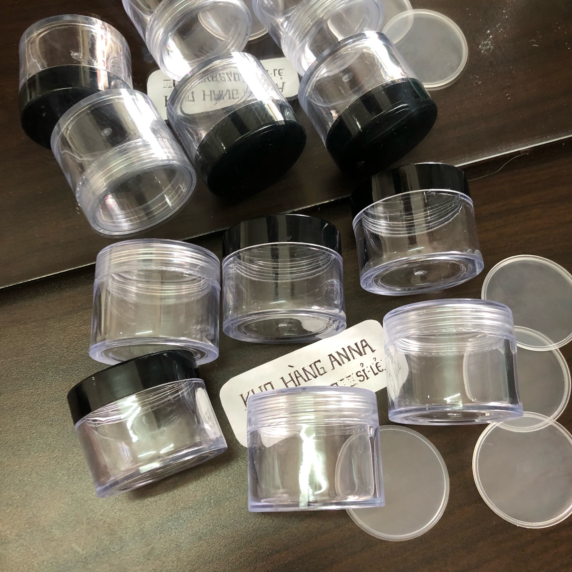 10 hủ nhựa trong suốt 50gr có nắp lót - combo 10 hủ pet nhựa 50gr trong suốt nắp đen - hủ nhựa đựng kem , chiết mỹ phẩm , đựng bột