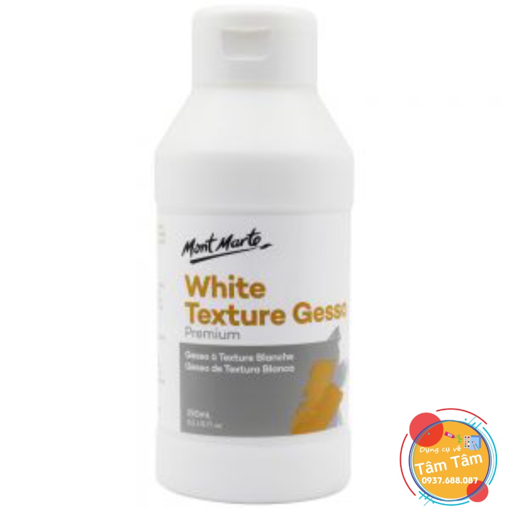 -Sơn lót, Gesso Mont Marte trắng/đen/Clear sử dụng cho màu Acrylic và màu dầu -