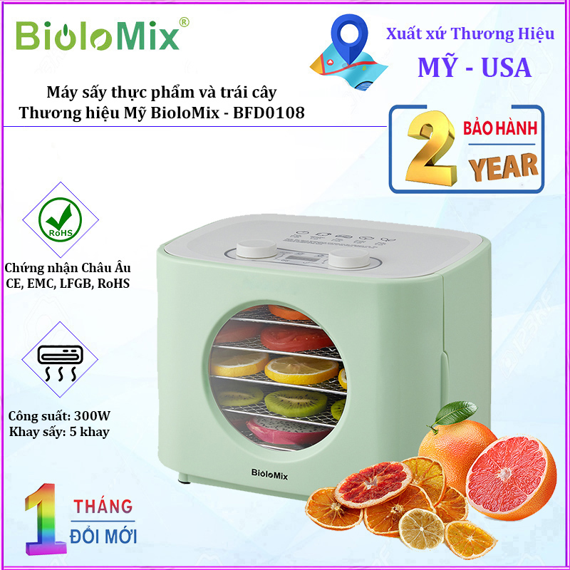 Máy sấy thực phẩm và trái cây BioloMix BFD0108 công suất 300W - BẢO HÀNH 12 THÁNG