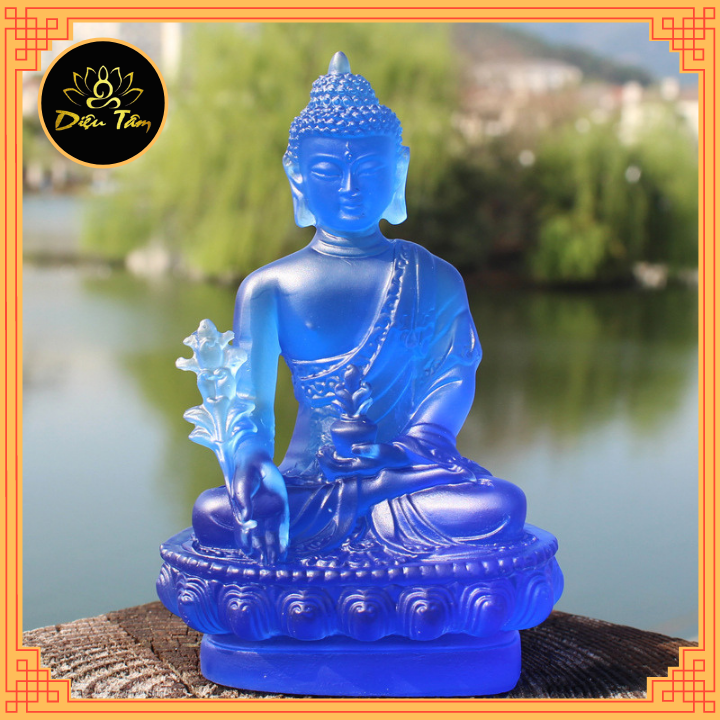 Tượng phật dược sư lưu ly cao 12cm màu sắc khác nhau