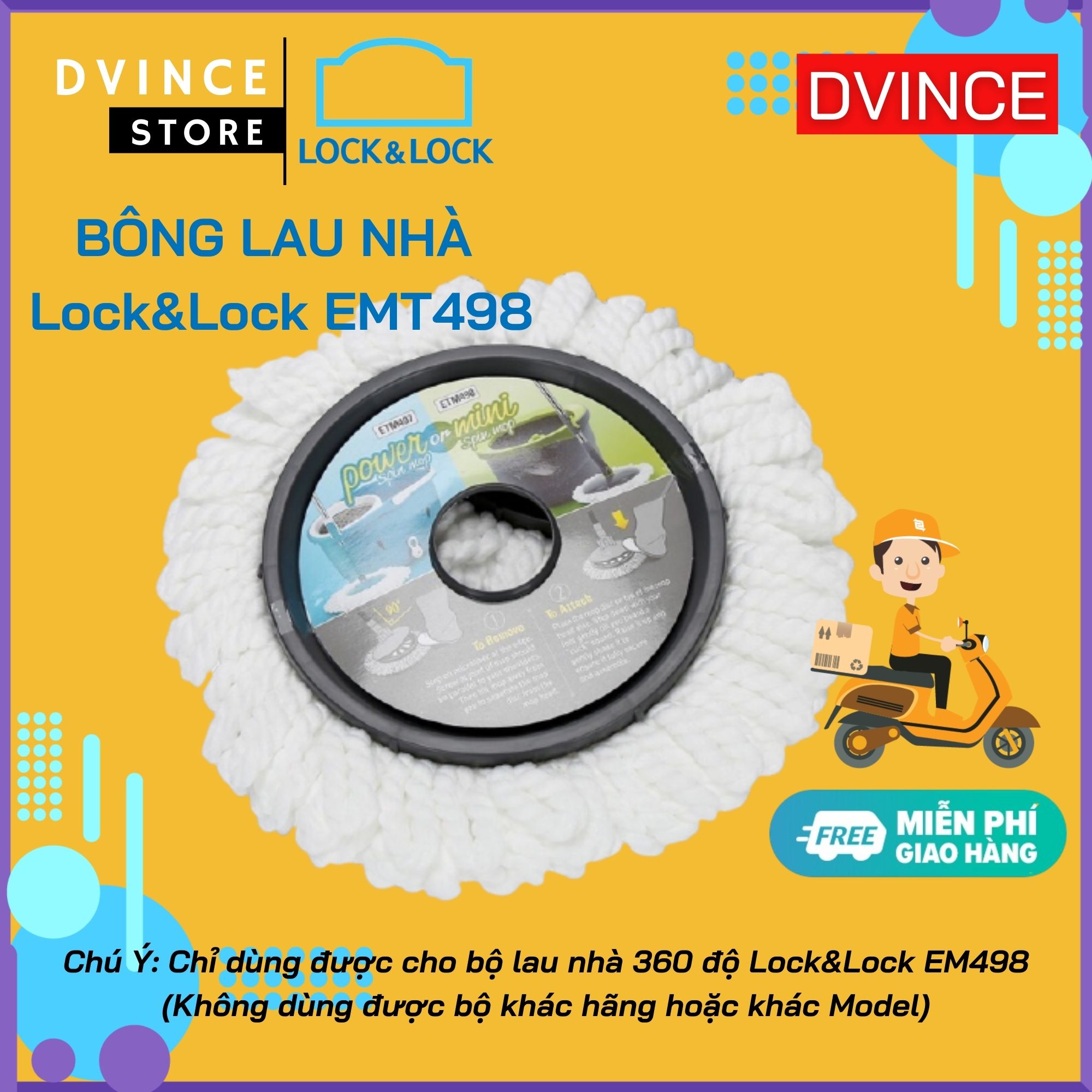 [Lẻ] Bông Lau Nhà LocknLock ETM498 - 01 Bông Lẻ