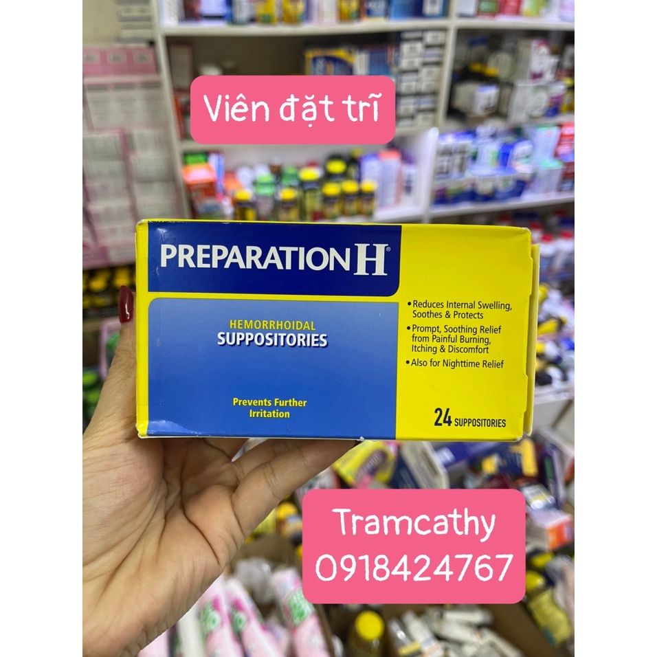 Viên đặt trĩ Preparation H Hemorrhoidal Suppositories 24 viên Mỹ