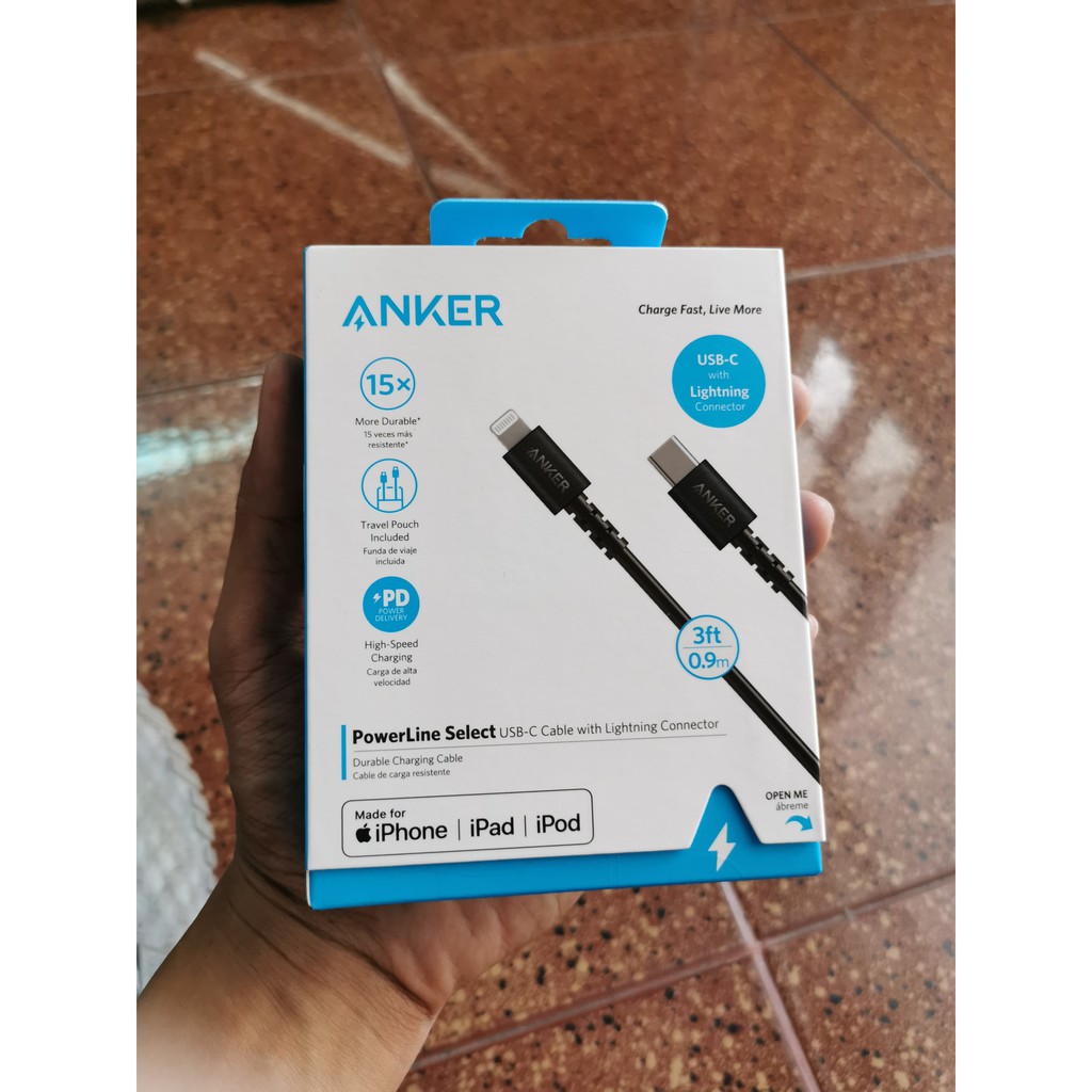 Cáp sạc nhanh iPhone / iPad PD ANKER A8612 Type C to lightning Dài 0.9M