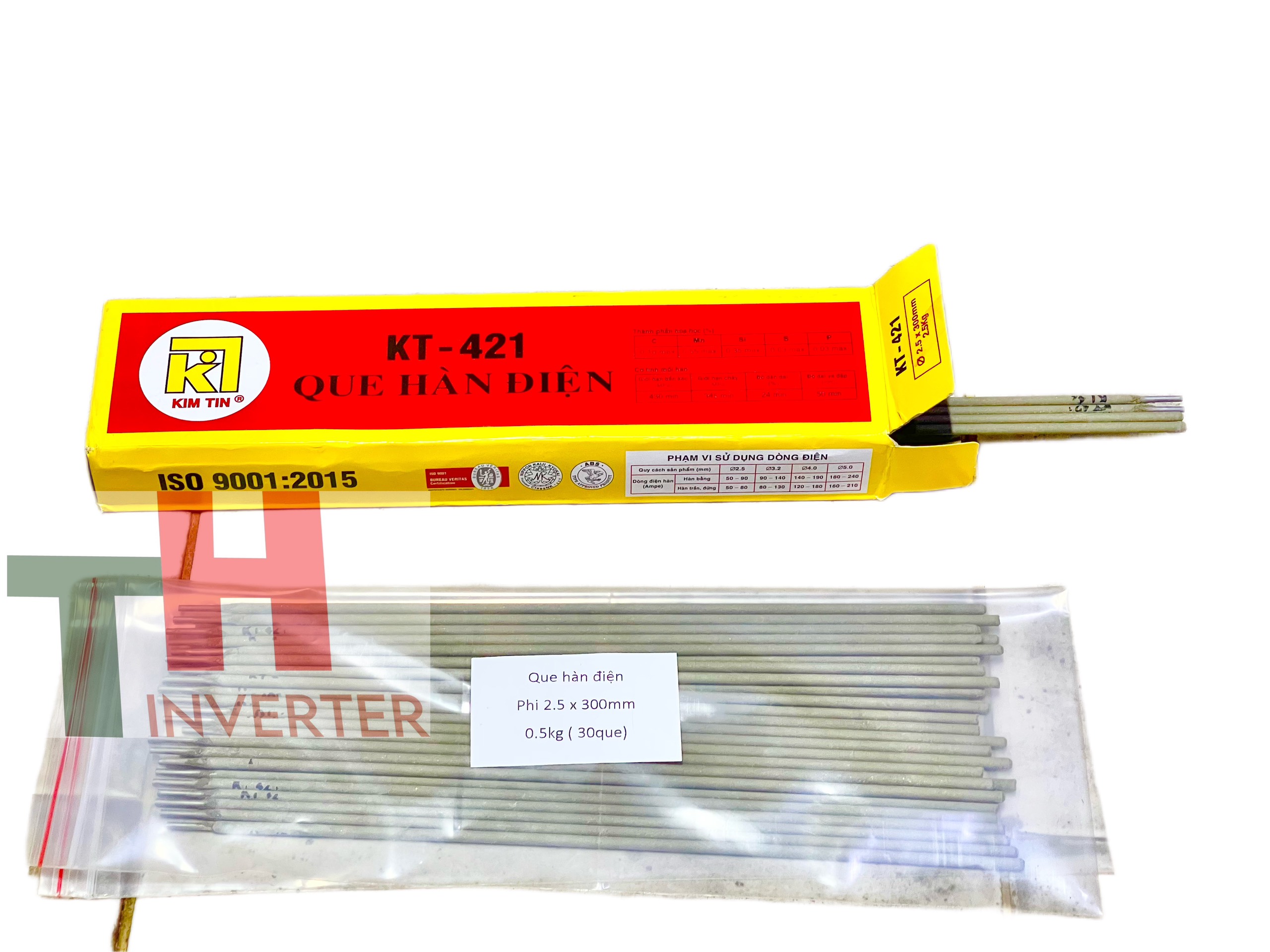 que hàn sắt kim tín 2.5 x 300mm, 0,5kg 30 que hàn