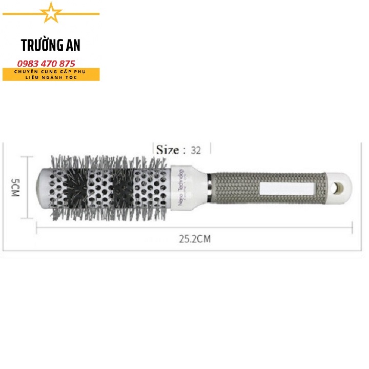 Lược sấy tròn tráng sứ Nano tạo kiểu Xoăn