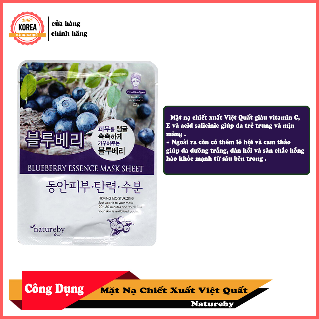 [HCM]Combo 5 Miếng Mặt Nạ Việt Quất Natureby HÀN QUỐC
