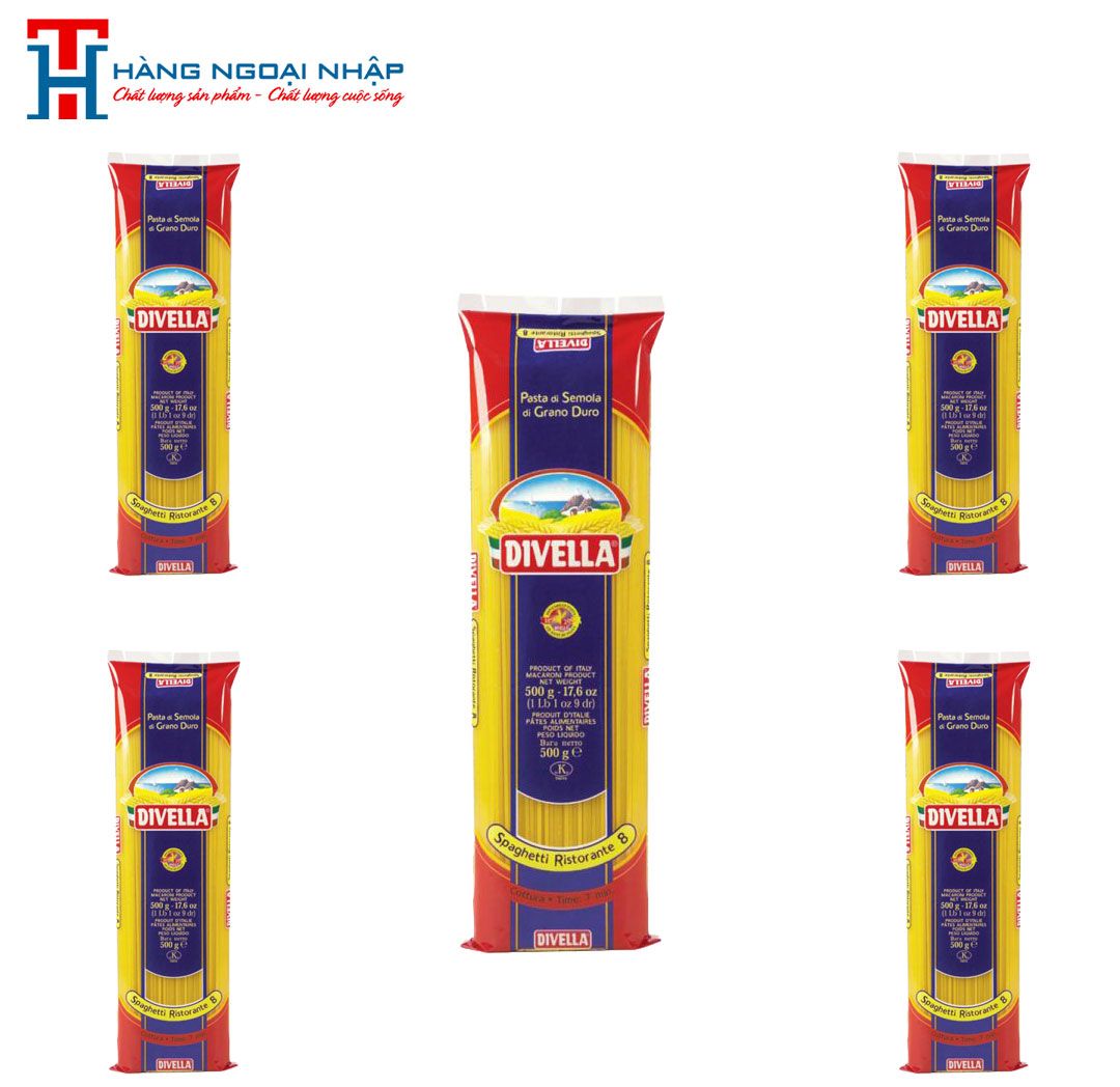 [HCM] Combo 5 Gói Mì Ý sợi tròn Spaghetti 08 Divella 500Gr