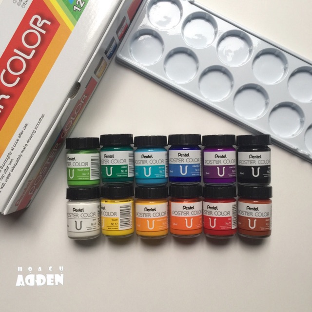 [ARTDOOR] Màu Nước Bột Poster Pentel 12 màu 30ml