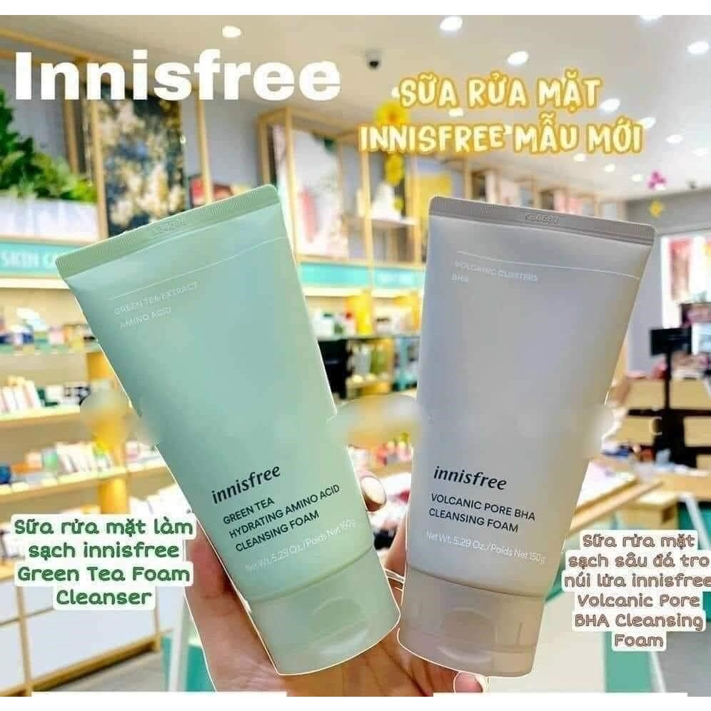 [Innisfree] Sữa Rửa Mặt Trà Xanh & Tro Núi Lửa MẪU MỚI150ml