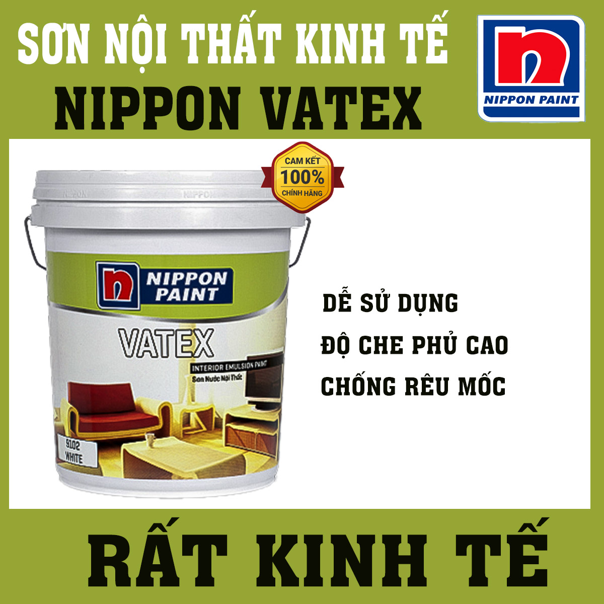 Sơn nước nội thất - Trung cấp - Nippon Vatex- Thùng 17L