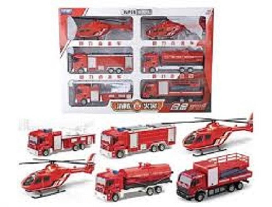 Đồ chơi nhiều xe sắt mini cứu hoả siêu bền màu sắc đẹp, do choi nhieu xe sat mini cuu hoa
