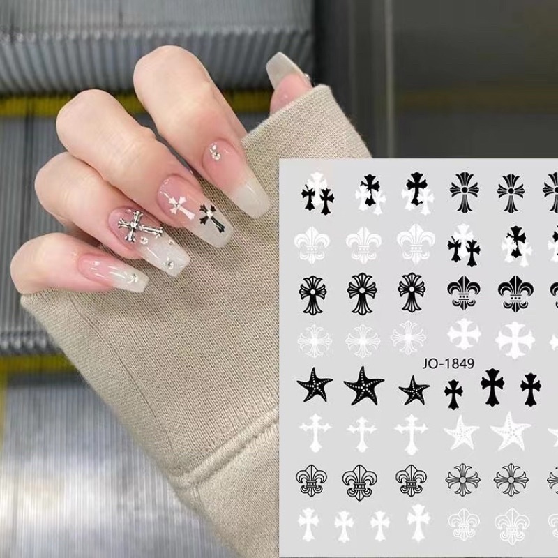 sticker hoa hồng trắng đen  hình dán móng nail