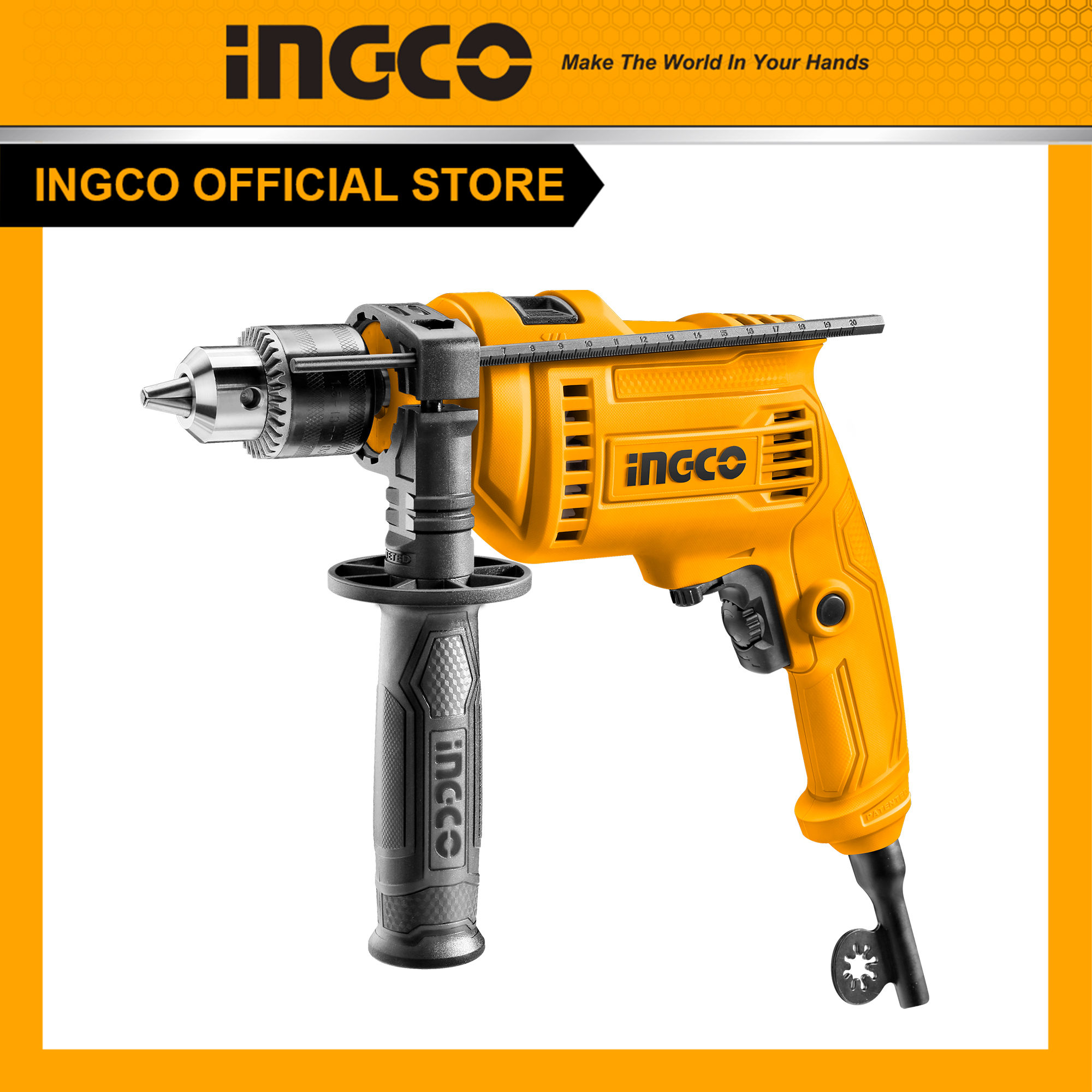 Máy khoan búa 680w ingco id6808e me khoan tối đã 13mm có công tắc đảo chiều