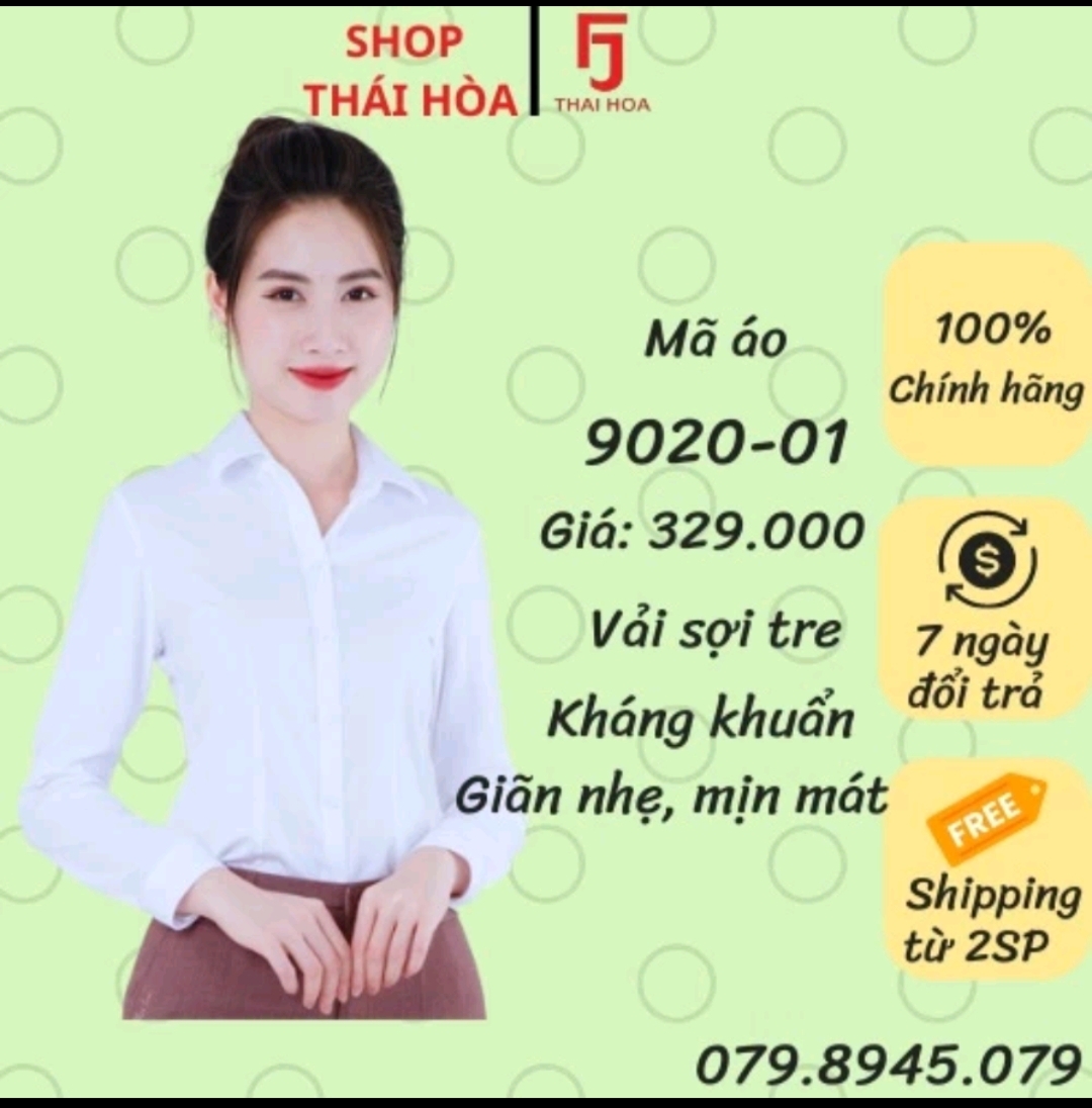 Áo sơ mi Thái Hòa vải sơi tre cao cấp 9020